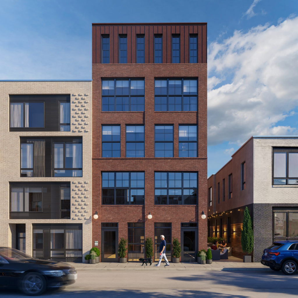 Five-story red building at 2046 Front Street in Philadelphia.